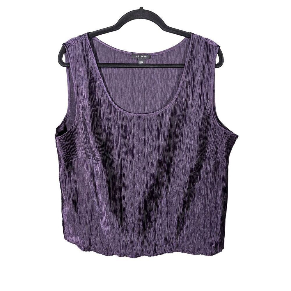 LE BOS Sleeveless Purple Cropped Blouse Women's 20W